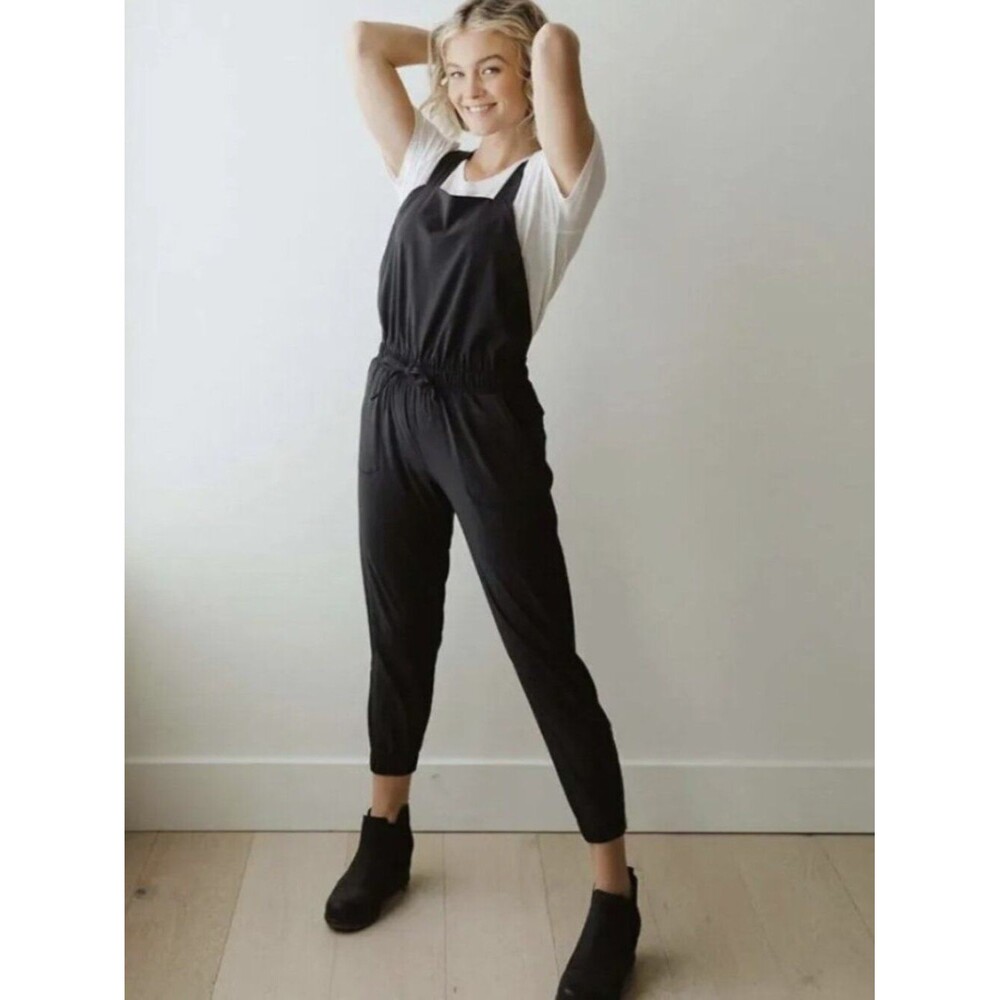Albion Black Window Pane Classic Overall Jumpsuit Size M